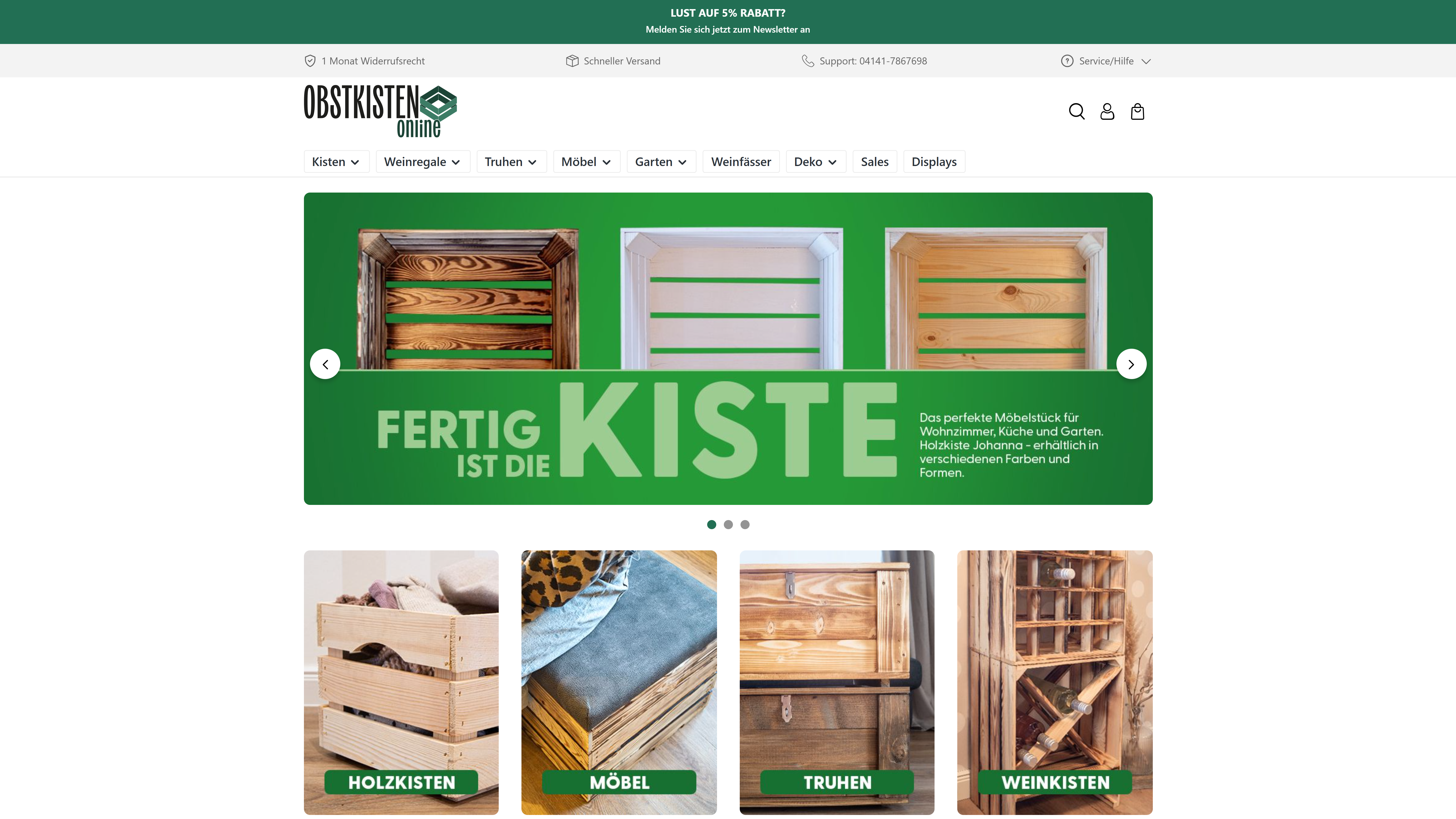 Startseite von Obstkisten-Online.de auf Shopware 6